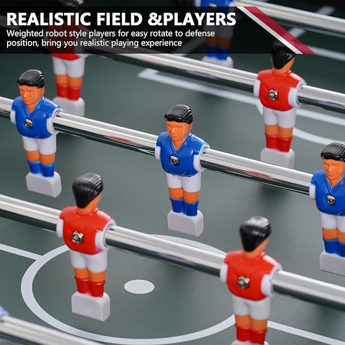 58 Inch Foosball Table, Full Size Competition Soccer Game Table for Adults & Kids, Heavy-Duty Indoor Arcade Table for Game Rooms & Parties