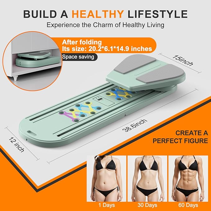 Pilates Board,Pilates Reformer Sets, Multifunctional Abdominal Pilates Board for Home Workout Equipment, Portable Foldable Ab Board Trainer Pilates Exercise Machine,Pilates Board for Women