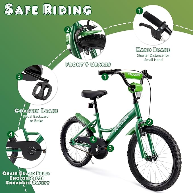 14/16/18 Inch Children’s Bike for Toddlers Kids Ages 3-9, Safe Non-Slip Tires, Removable Training Wheels, Coaster Brake, Easy Assembly, Perfect for Boys and Girls, Multiple Color