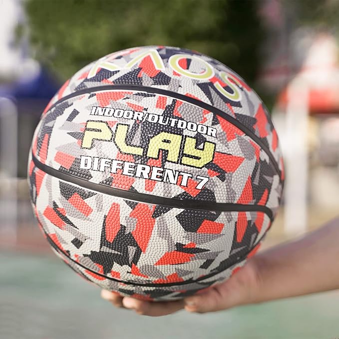 SQUAD Colored Camo Outdoor Basketball - High-Performance Rubber Basketball, Official Regulation Size 7 (29.5''), Includes Pump and Mesh Bag