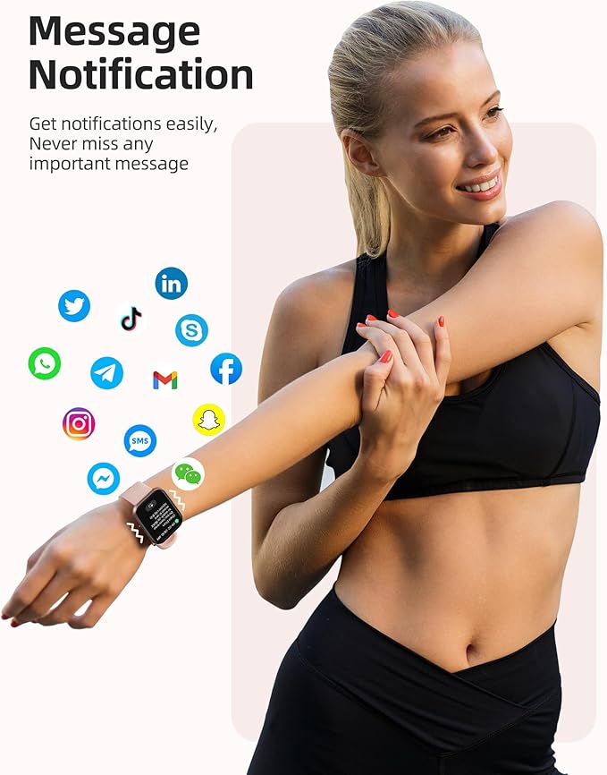 Parsonver Smart Watch, 5ATM Waterproof Swimming Watch, Fitness Activity Tracker with 110+ Sports Modes, Heart Rate/Sleep/SpO2/Calories Monitor, Pedometer, Fitness Watch for Android & iPhone, Rose Gold