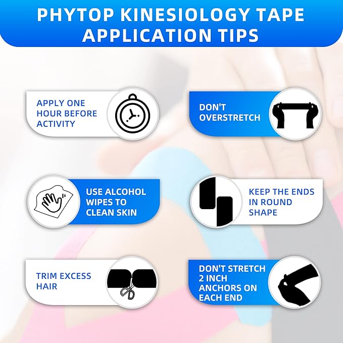 Kinesiology Tape Precut (40 Count, 10") | Latex-Free Knee Tape for Sports | K Tape Strips Ideal for Knee, Shoulder, and Elbow Support (Sky Blue + Pink)
