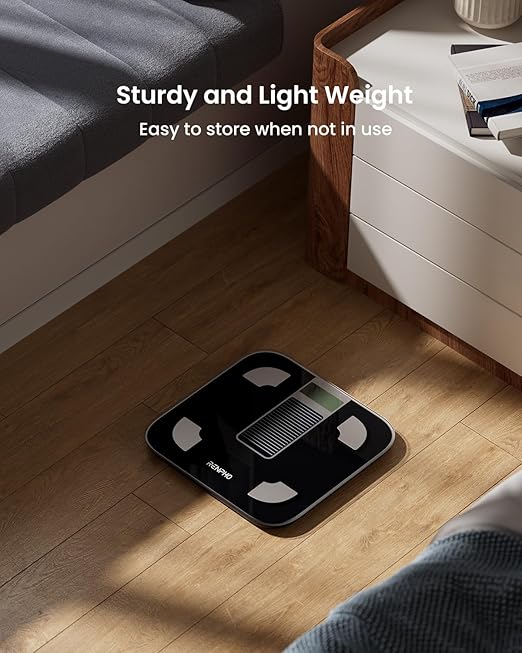 RENPHO Smart Scale with Endless Power, Solar-Powered Scale for Body Weight, No Batteries Needed, Digital Bluetooth Body Fat Scale, Body Composition Monitor with Smart App, 400 lbs-Elis Solar 1