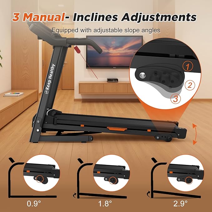 FYC Folding Treadmill for Home with Incline 330lb Weight Capacity 3.5HP Portable Electric Treadmill with Bluetooth, 12 Preset Programs Exercise Running Machine Easy Assembly