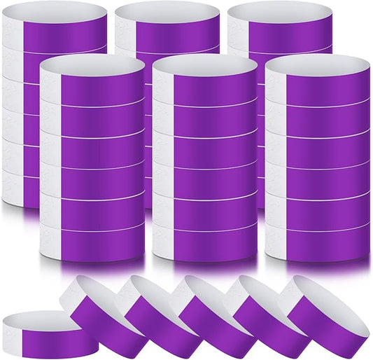 Tudomro 600 Packs Paper Wristbands for Events Neon Party Wristbands Colored Waterproof Paper Club Arm Bands Lightweight Identification for Concert Bar Entrance Admission(Purple)