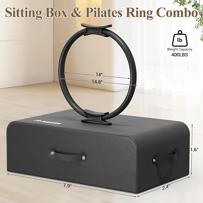 PAETA Pilates Box for Reformer, Pilates Reformer Accessories with Pilates Ring, for Core Training, Balance & Flexibility – Studio & Home Pilates Equipment