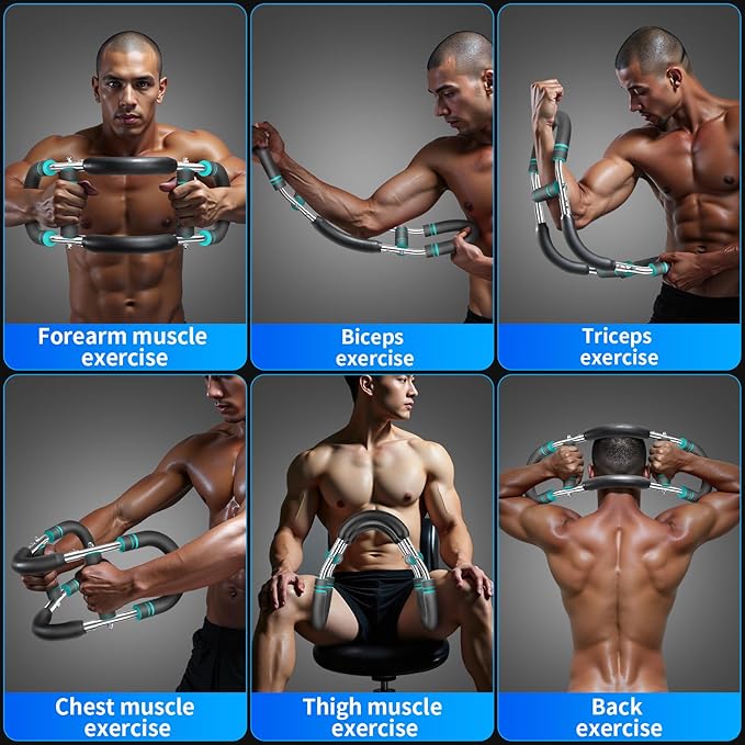 Twister arm Trainer, Adjustable Resistance (60-140 lbs) Chest Workout Equipment,Forearm Power Exercise bar , pectoralis spinalis Device, Portable Detachable Design