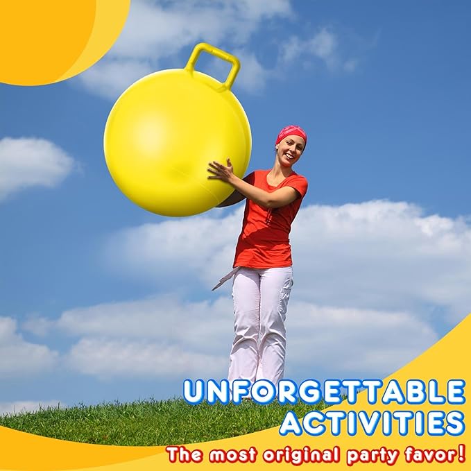 Lewtemi 5 Pcs Hopper Ball 31 Inch Outdoor Games Jumping Hopping Inflatable Bouncing Ball with Handle and Air Pump for Kids Adults Sport Field Playground Exercise Obstacle Course