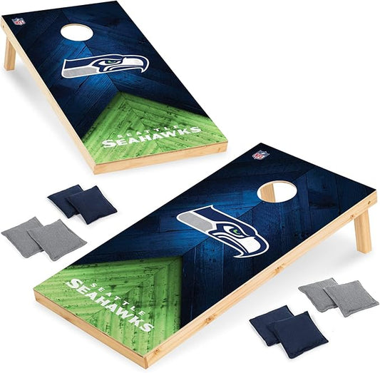 Wild Sports NFL Football 2' x 4' Regulation Size Solid Wood Cornhole Set with Direct Print HD Team Graphics Great Gift for Any Football Fan! Bean Bag Toss Family Outdoor Game