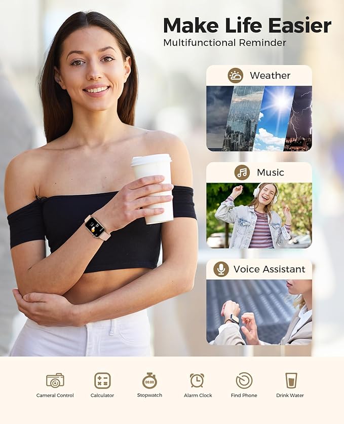 Smart Watch Fitness Tracker (Answer/Make Calls), 24/7 Heart Rate Spo2 Blood Pressure Monitor Sleep Tracker, 114 Sports Modes Calorie Step Tracker Pedometer, Waterproof Activity Tracker for Women