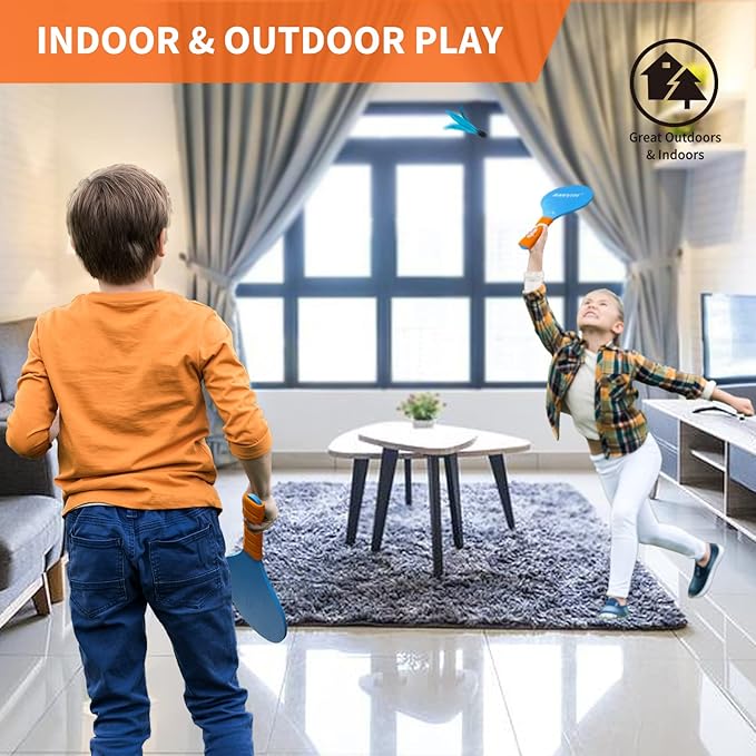 Banvih Badminton Set 4 Rackets, Paddle Ball Outdoor Games for Kids Teens Adults and Family, Sports Beach Toys - for Yard, Lawn, Camping Games Essentials