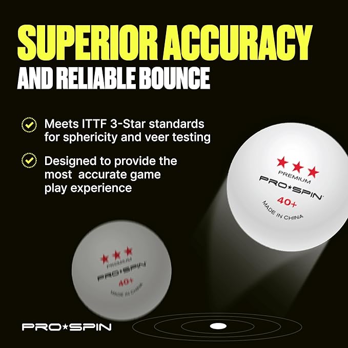 PRO SPIN 3-Star Ping Pong Balls – Professional White 40+ Table Tennis Balls | 3-Star Premium 40 Training & Competition Balls | Bulk, 10-Pack, and 3-Pack Options for Elite Players