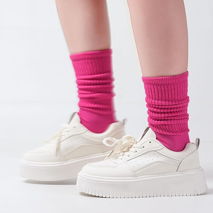 Grip Pilates Socks for Women, Yoga Slouch Socks with Grip for Barre Workout Hospital Long Scrunch Slipper Socks