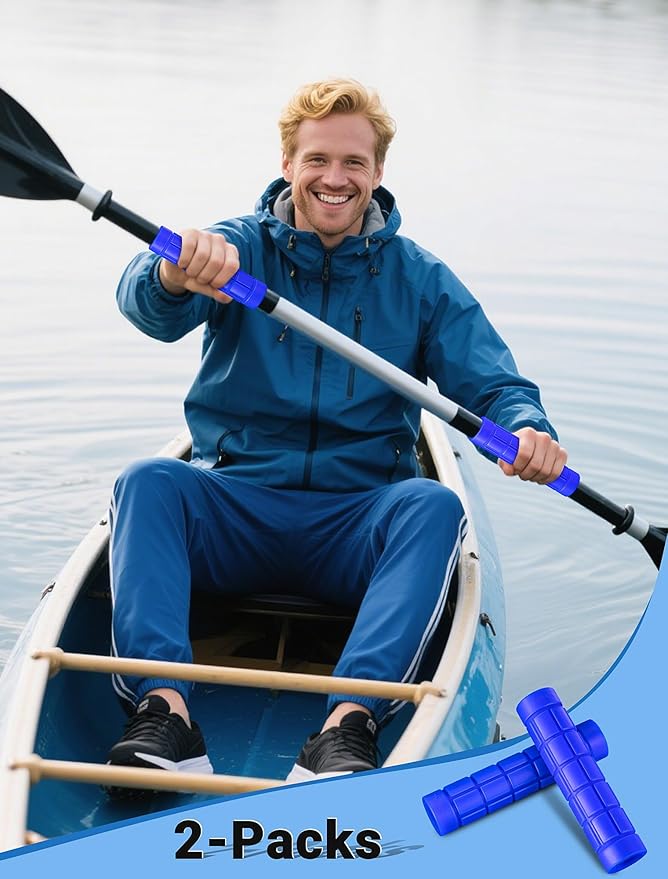 2-Packs Upgraded Kayak Paddle Grips, Non-Slip Silicone Kayaking Handle Wrap to Prevent Hand Blisters, Universal 1.18 Inches Removable Kayak Accessorie for Multiple Types of Detachable Oars