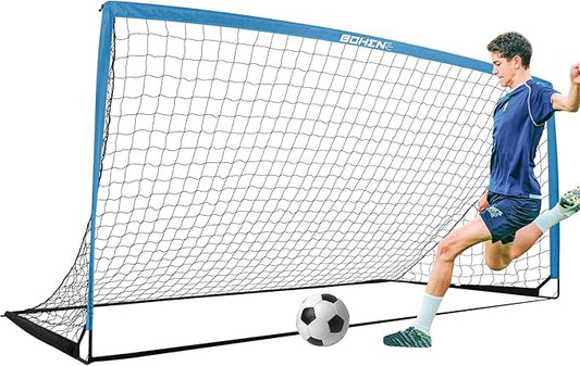 BOHEN 11x5.5 FT/9x5 FT/6x4 FT Portable Metal Soccer Goal for Backyard with Carry Bag - Fun for Outdoor Indoor Training Games for Kids and Adult, Easy Storage and Transportation