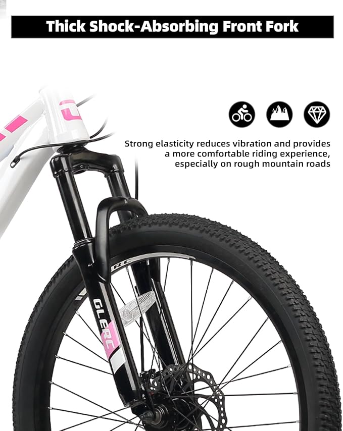 Glerc 20 24 Inch Kids Bike, Kids Mountain Bike for Boys and Girls Ages 6-14, 21-Speed Skyline Bicycle with Front Suspension and Disc Brakes, Multiple Colors