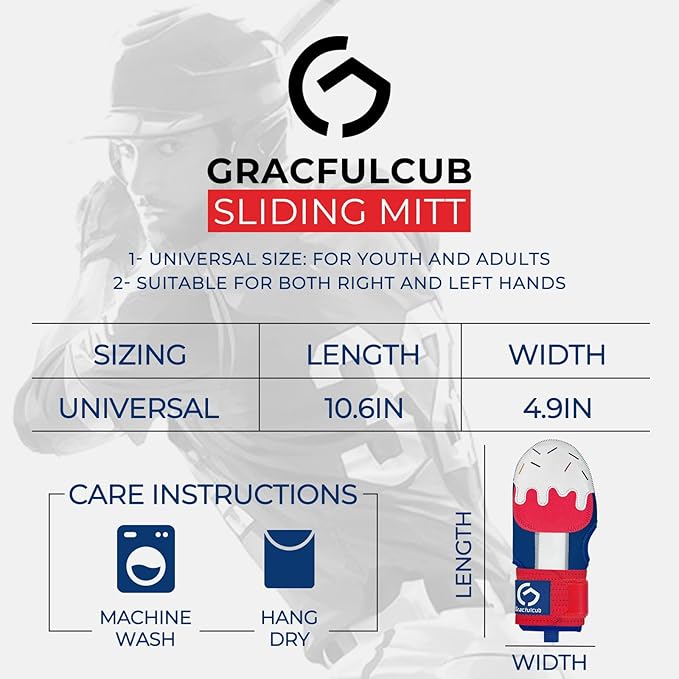 Gracfulcub Baseball Sliding Mitt, Baseball Glove Softball Guard, Ergonomic Design Protecting Fingers for Basic Base Running