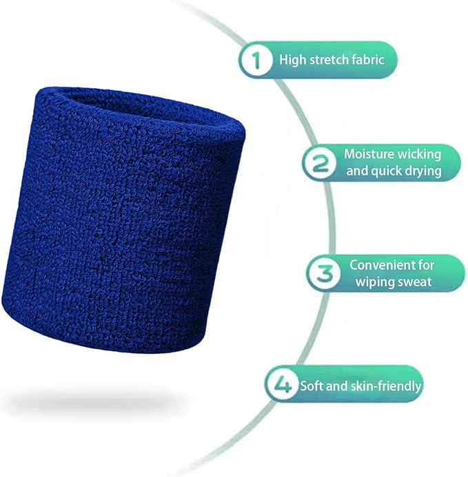 Wristbands Sweatbands for Men & Women, Breathable Tennis Wrist Bands Absorbent Sweat Band Multiuse Wristband for Basketball, Running, Gym, Working Out