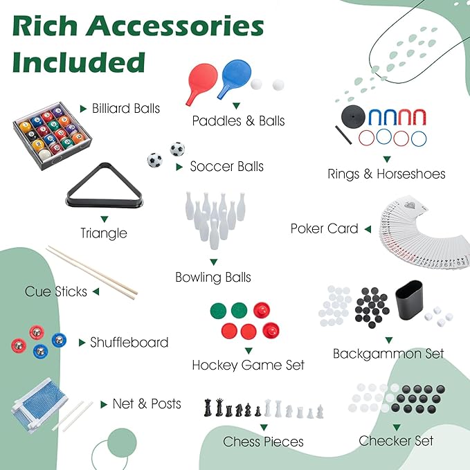 Giantex 12-in-1 Multi Game Table, 48 Inch Combination Game Tables with Foosball, Hockey, Ping Pong, Pool, Chess, Bowling, Checkers, Shuffleboard, Combo Game Table Set for Adults