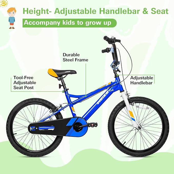 WEIZE Kids Bike, 14 16 20Inch Children Bicycle for Boys Girls Ages 3-12 Years Old, Rider Height 35-62 Inch, Coaster Brake, Multiple Color Options