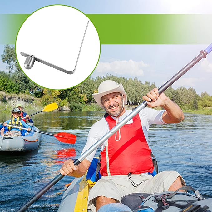 Moxweyeni 8 Pieces Push Button Spring Clips Tent Pole Clips Stainless Steel Kayak Paddle Spring Snap Clips Locking Tube Pin for Camping Kayak Paddle Tent Pole