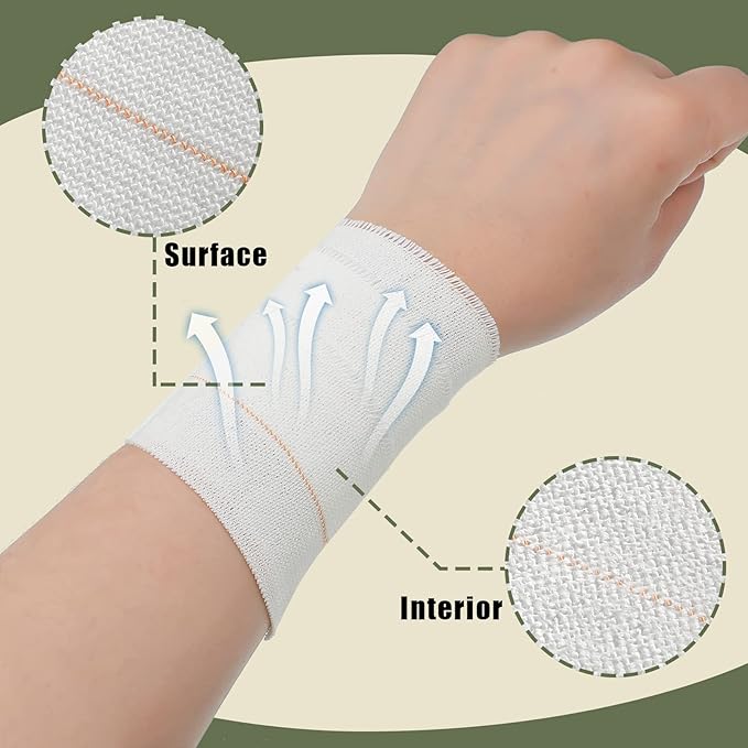 2 Rolls Adhesive Elastic Tape Bandage Tape Wrap Flexible Stretch Bandages for Sports Ankle, Knee and Wrist Sprains(White,2 Inch Wide)