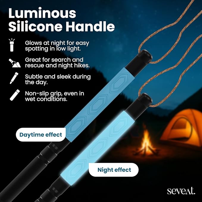 Multifunctional Tactical Hiking Stick – Lightweight Collapsible Trekking Pole with Survival Tools, Walking Staff for Camping, Hiking, Self-Defense, Outdoor Gear with Bag for Men, Dad, Husband (Black)