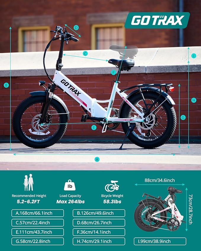 Gotrax 20" Folding Electric Bike with 55 Miles (Pedal-assist1) by 48V Battery, 20Mph Power by 500W, Smart LCD Display and 5 Pedal-Assist Levels, 7-Speed&Front Shock Absorber for Off-Road Bicycle