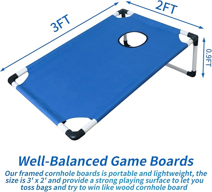 Portable PVC Framed Cornhole Game Set with 2 Collapsible Cornhole Boards, 8 Bean Bags and Carrying Case, Waterproof Mini Cornhole Set, Outdoor Indoor Yard Toss Games Rainbow Design (3 x 2-feet)