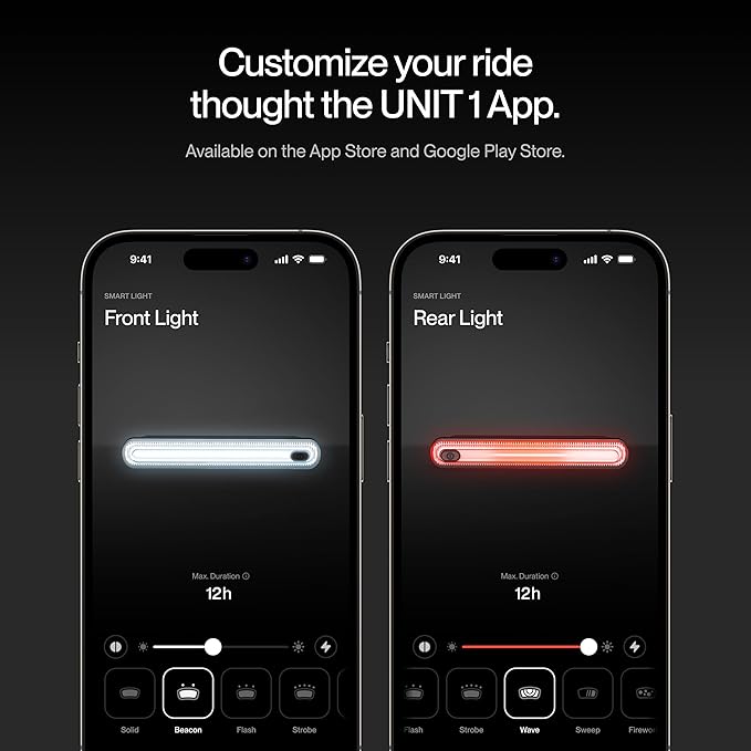 UNIT 1 Smart Light | Wireless LED Turn Signals & Brake Light | USB-C Rechargeable | Magnetic Mount | Nav Remote Compatible | App-Controlled Visibility via iOS & Android
