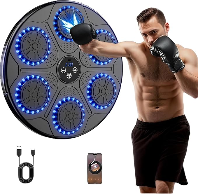 Music Boxing Machine Home Wall Mount Music Boxer, Electronic Smart Focus Agility Training Digital Boxing Wall Target Punching Pads Suitable for Kids and Adults