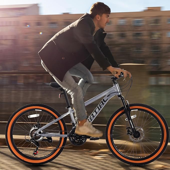 SPATIAL Mountain Bike, 24/26/27.5/29 inch Outdoor Cycling Bike,21/8 Speed Lightweight Aluminum Frame | Dual Disc Brakes,Adjustable Ergonomic Seat for Men Women Adult,MTB Bicycle