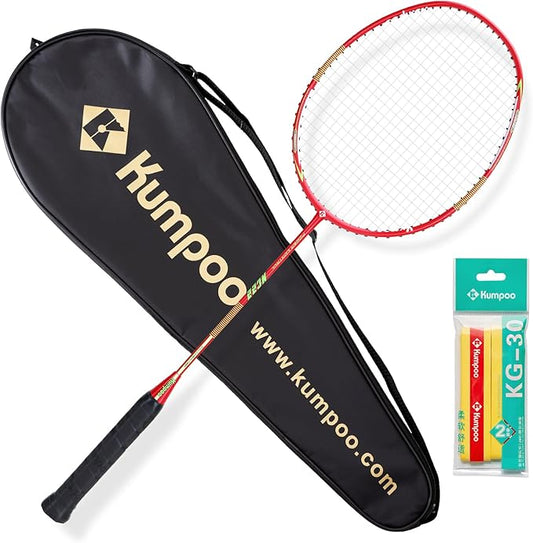 Badminton Racket Carbon Fiber, Badminton Racquet Set with Cover, Badminton Professional Racket Durable for Beginners Outdoor Games Gym