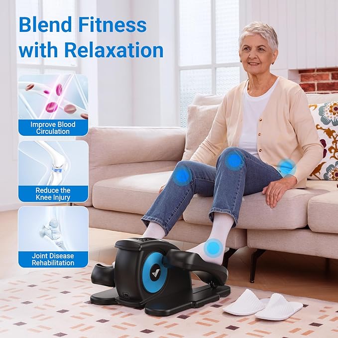 MERACH Under Desk Elliptical Machine, Elliptical Leg Exerciser As Seen On TV for Seniors Adults Fully Assembled, Elliptical Exercise Machine Portable Electric Pedal with Remote Control&12 Auto Mode