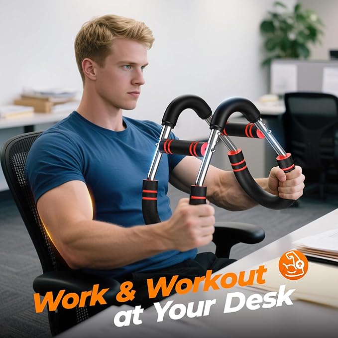 Twister Arm Trainer - Adjustable Resistance 60-100lb for Chest & Arm Workout, Portable Upper Body Strength Training Bar for Home & Gym, Detachable Power Twister Exercise Equipment