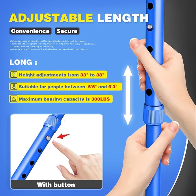 BigAlex Folding Walking Cane with LED Light,Pivoting Quad Base,Adjustable Walking Stick with Carrying Bag for Men/Women