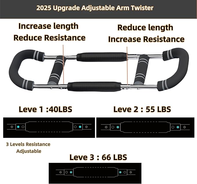 Twister Arm Trainer for Men, Adjustable Chest Workout Equipment, Mr Sculpt Gorilla Bar, Flexbar Arm & Forearm Strength Trainer for Home Gym Muscle Building