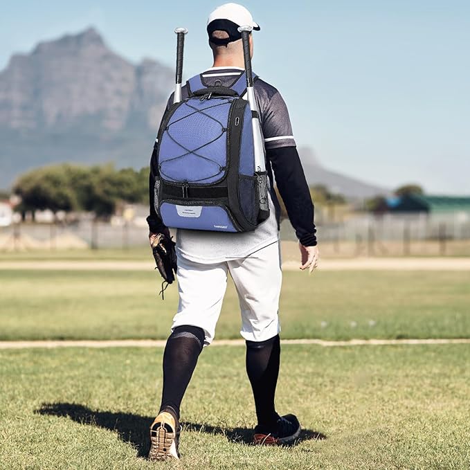 Baseball Bag Softball Backpack - Youth Adult T Ball Bat Equipment Bag with Bat Helmet Holders, Shoe Compartment