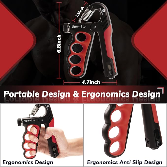 Grip Strength Trainer, Adjustable Resistance 11-220 Ibs Forearm Strengthener,Hand Grip Strengthener With Digital Counter,Improve Wrist Strength,Hand Recovery Exercises