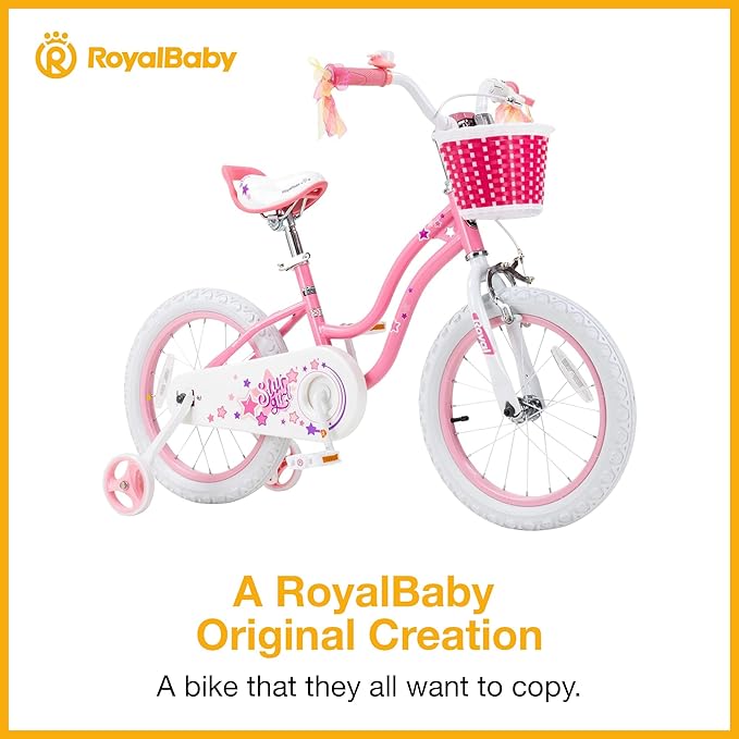 RoyalBaby Girls Bike EZ Bike Stargirl Training Free Balance to Pedal Easy Learning Bicycle, 12-20 Inch for Toddlers & Big Kids.