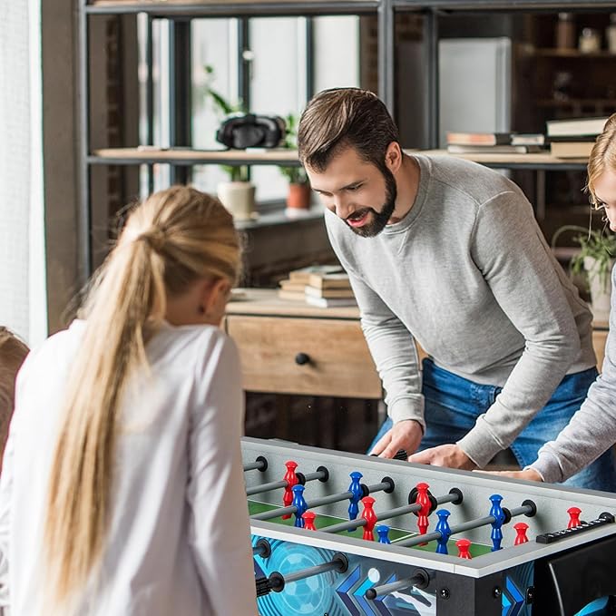 Giantex Foosball Table, 37.5" Foosball Table Adult Size, with 2 Balls, Smooth Handle, Adjustable Leg Leveler, Realistic Soccer Field, Soccer Table Game for Kids, Teens, Table Football Game