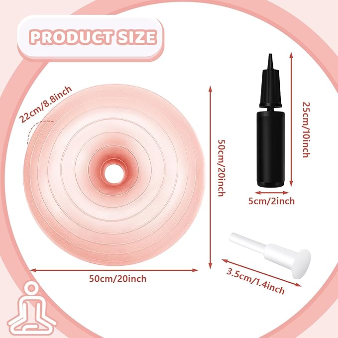 Lewtemi Flexible Seating for Classroom 20 Inch Inflatable Yoga Ball Chair Large Donut Exercise Ball Chair Cushion Seat with Inflator for Kid Student Sensory Balance Home Office