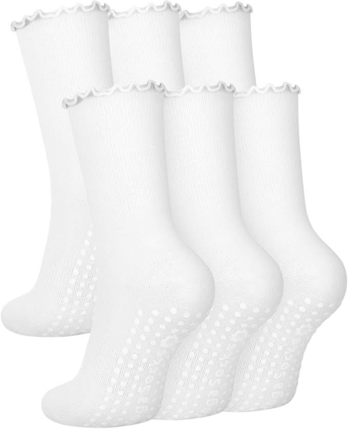 6 Pairs Grip Pilates Socks for Women, Non-slip Yoga Athletic Socks for Barre Ballet Barefoot Workout Hospital