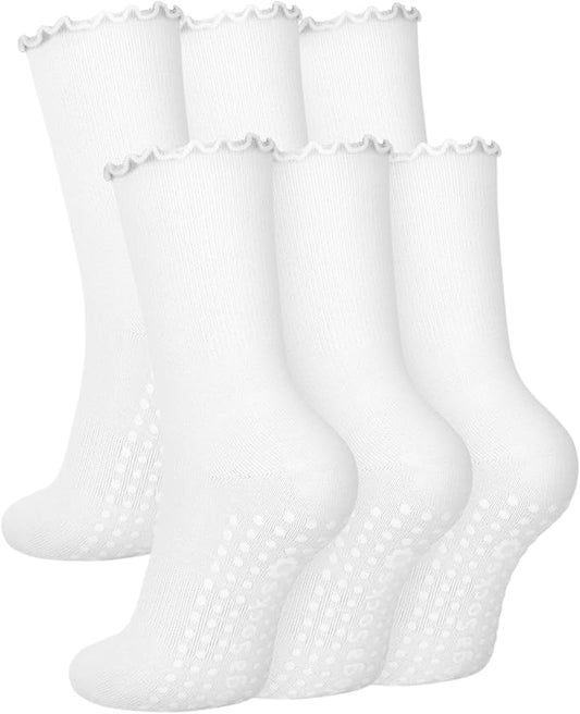 6 Pairs Grip Pilates Socks for Women, Non-slip Yoga Athletic Socks for Barre Ballet Barefoot Workout Hospital