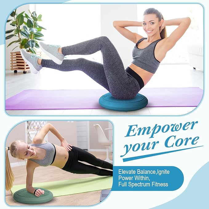 Libima 2 Pcs Wobble Cushion with Inflation Pump Wiggle Seat Flexible Sensory Seating Balance Disc Board for Men Women Physical Exercise Improving Posture Home Office