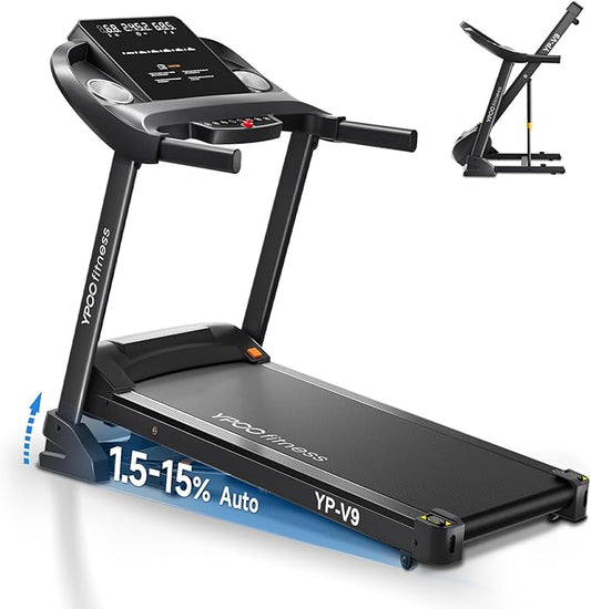 Treadmills for Home with Incline, Auto Foldable Running Treadmills, 8.0 MPH Walking Pad Treadmill with Bluetooth, 300 lbs Weight Capacity Quiet