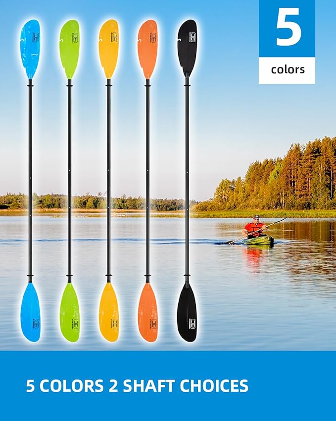 OCEANBROAD Adjustable Carbon Fishing Kayak Paddle - 94in/240cm-98in/250cm-102in/260cm Carbon Fiber Shaft with Paddle Leash
