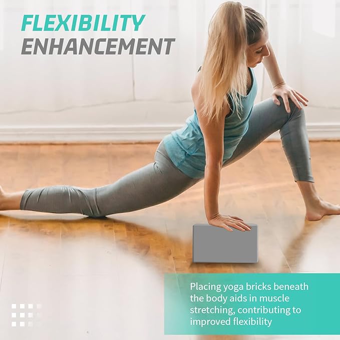 Yoga Block, Yoga Bricks Supportive Latex-Free EVA Foam, Soft Non-Slip Exercise Blocks, Yoga Accessories for Pilates, Meditation, Balance, Stretching and Deep Poses