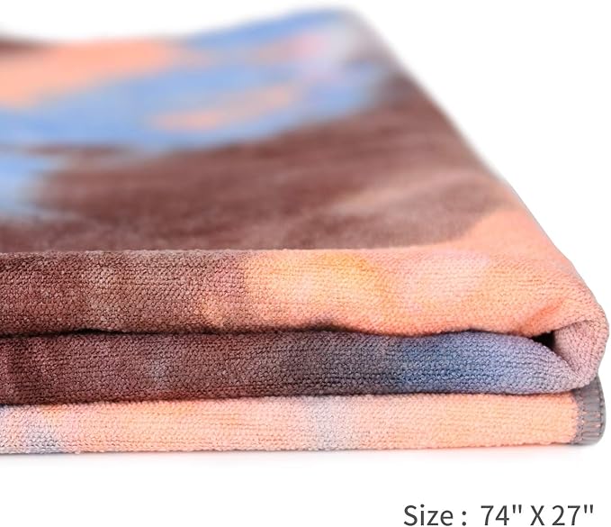 DREAM SLIM Non Slip Yoga Towel - Hot Yoga Towel with Non Slip Grip, Foldable, Skidless - Multicolor - Blue