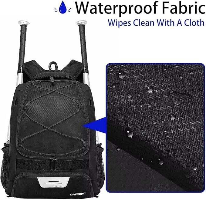 Baseball Bag Softball Backpack - Youth Adult T Ball Bat Equipment Bag with Bat Helmet Holders, Shoe Compartment